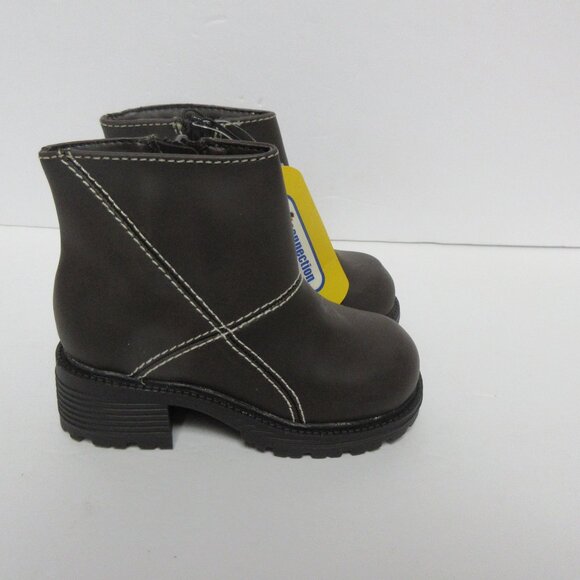 Kid Connection Toddler Girls Brown Zipper Shelby Boots Sz 7 Man Made Sintetico - Picture 1 of 5